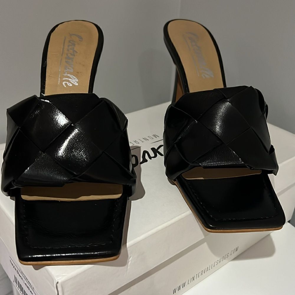 L’intervalle nayla black woven open toe heels - Picture 2 of 3